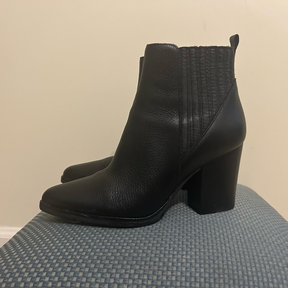 Marc Fisher Classic Black Leather Women's Ankle Boots